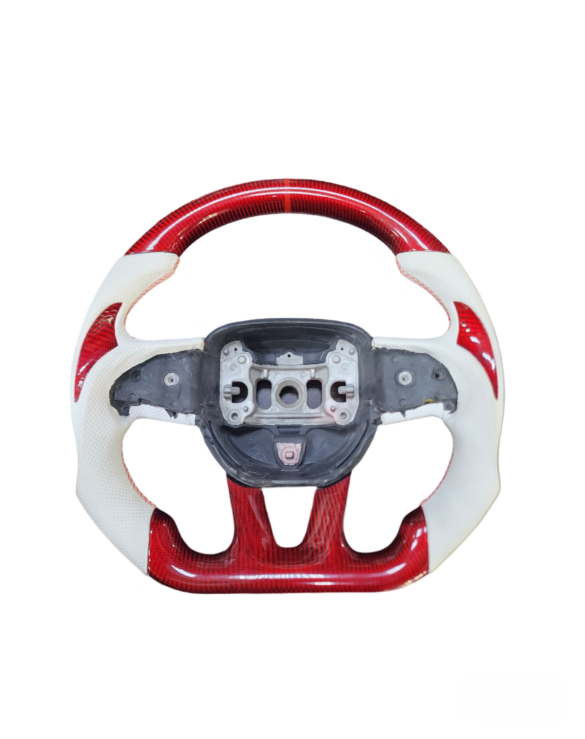 Carbon Fiber Steering Wheel For 2015-2023 charger challenger Hellcat SRT R/T SXT (Red and White)