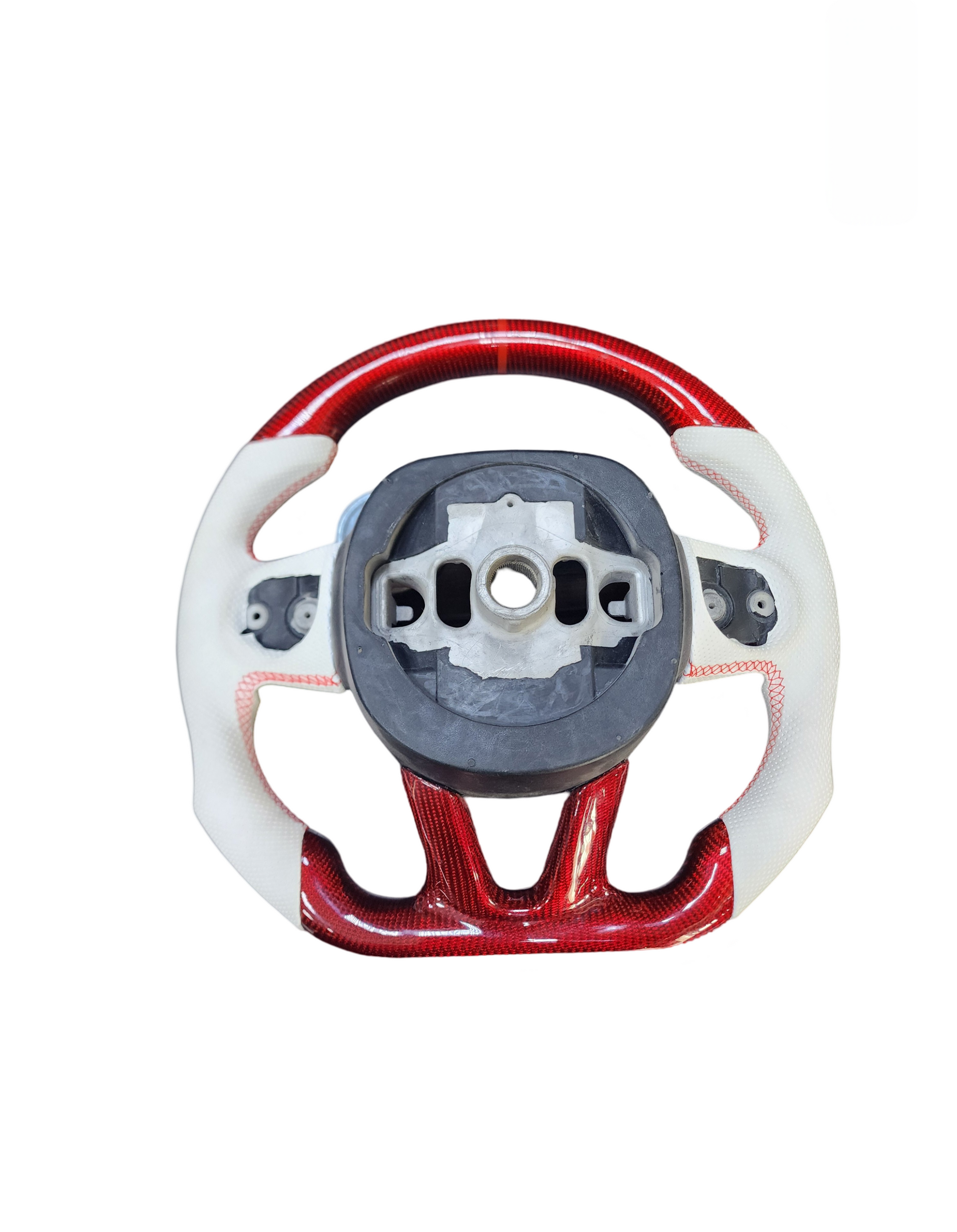 Carbon Fiber Steering Wheel For 2015-2023 charger challenger Hellcat SRT R/T SXT (Red and White)