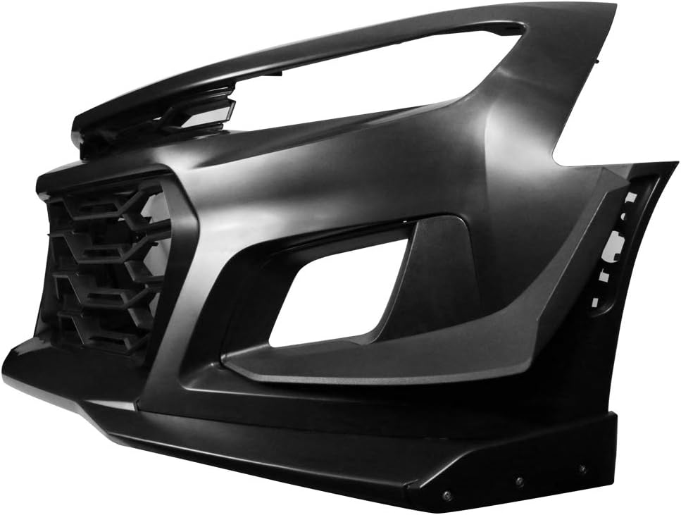 Front Bumper Compatible With 2016-2023 Chevrolet Camaro, 1LE Style Black PP Cover Conversion Lip Grille Grill Bodykit