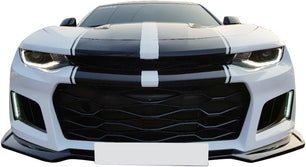 Front Bumper Compatible With 2016-2018 Chevrolet Camaro, ZL1 Style Black PP Cover Conversion Lip Grille Grill Bodykit