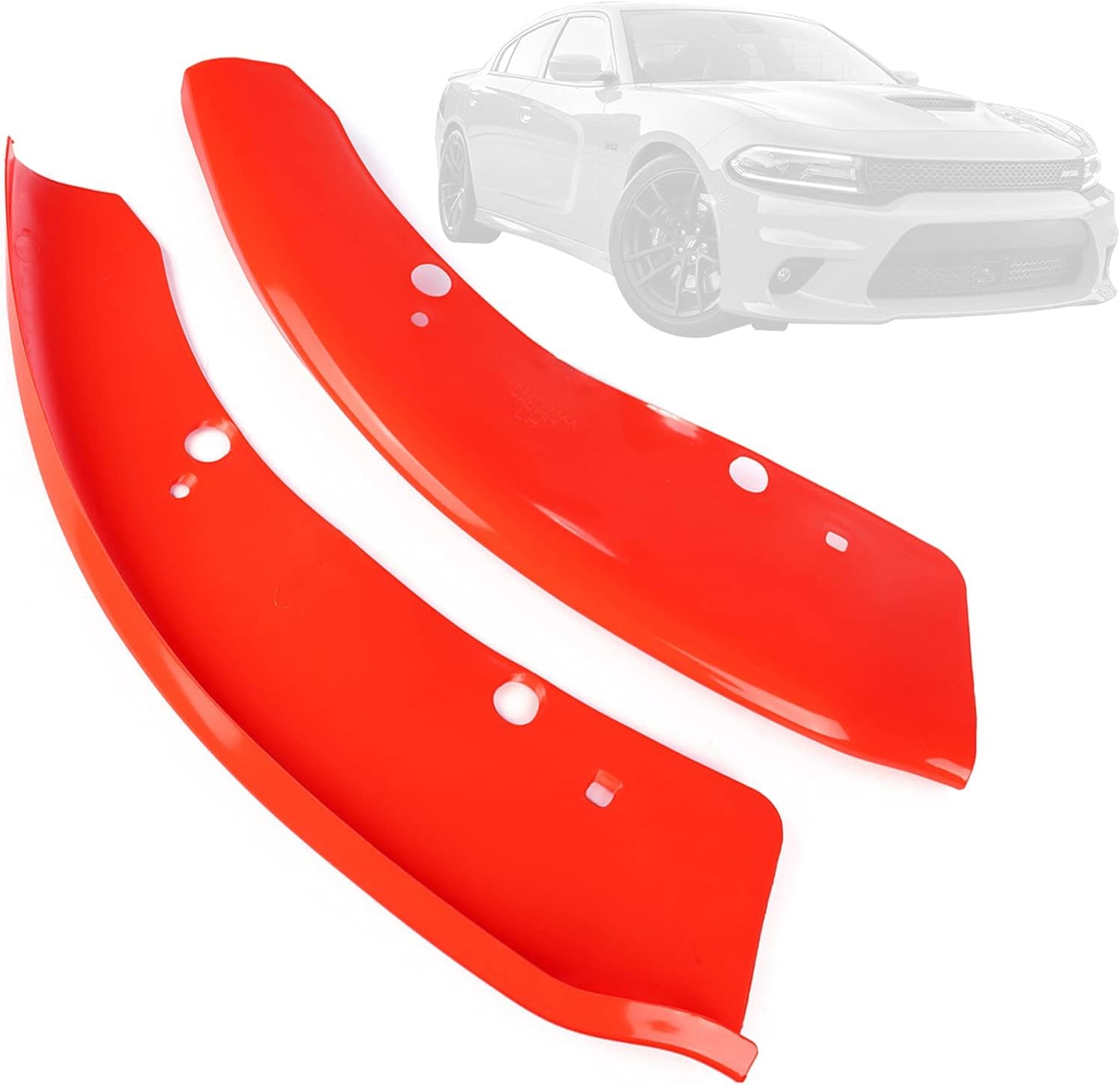 Front Bumper Lip Splitter Protector Compatible with Dodge Charger Hellcat/SRT 392 / Scat Pack/RT Scat Pack/GT/RT, Red and Yellow 2peace