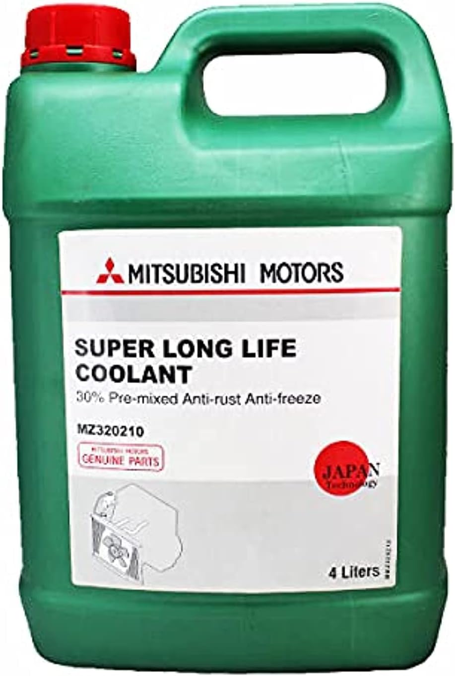 Genuine Mitsubishi Motors Super Long Life Car Coolant/Antifreeze 30% Pre-Mixed - 4 Liters