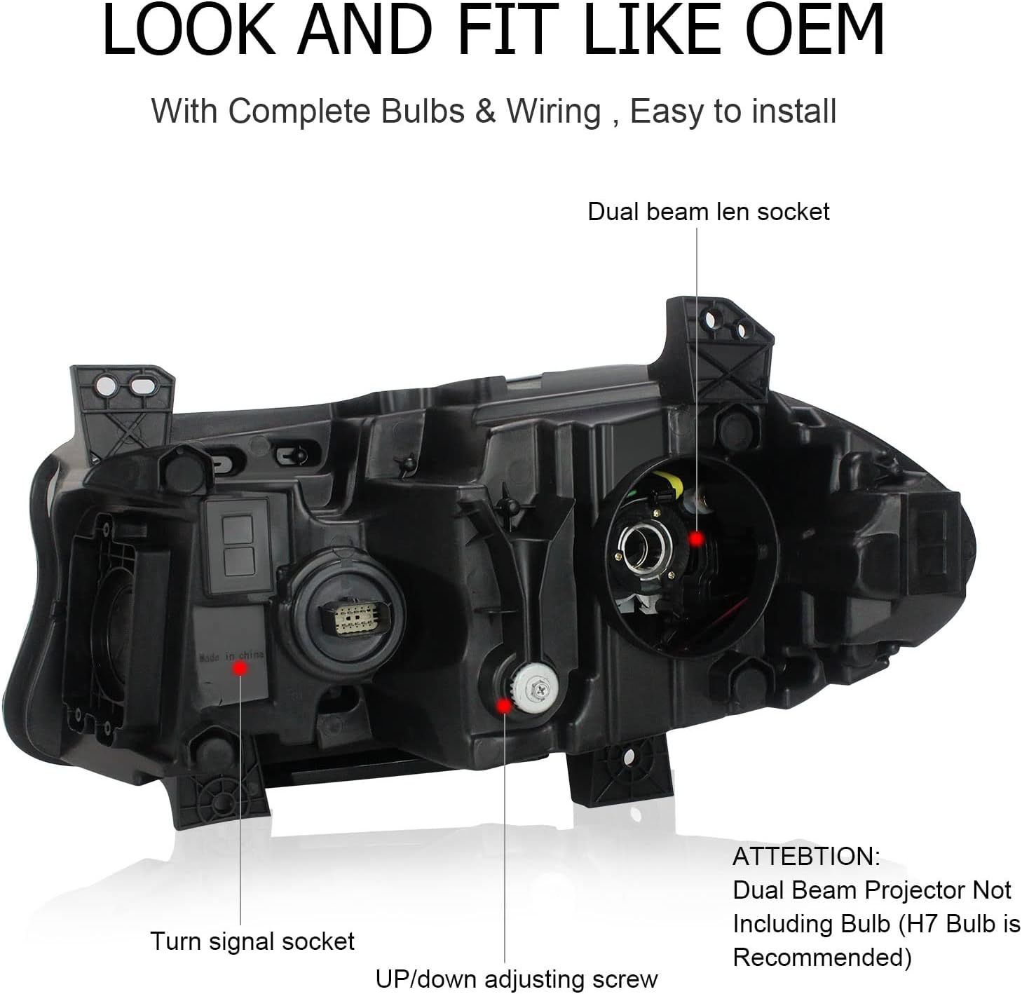 Headlights for Dodge Charger 2015-2020, Dual Beam Head Lamp Assembly with Turn Signal Light and Led Daytime Running Light4