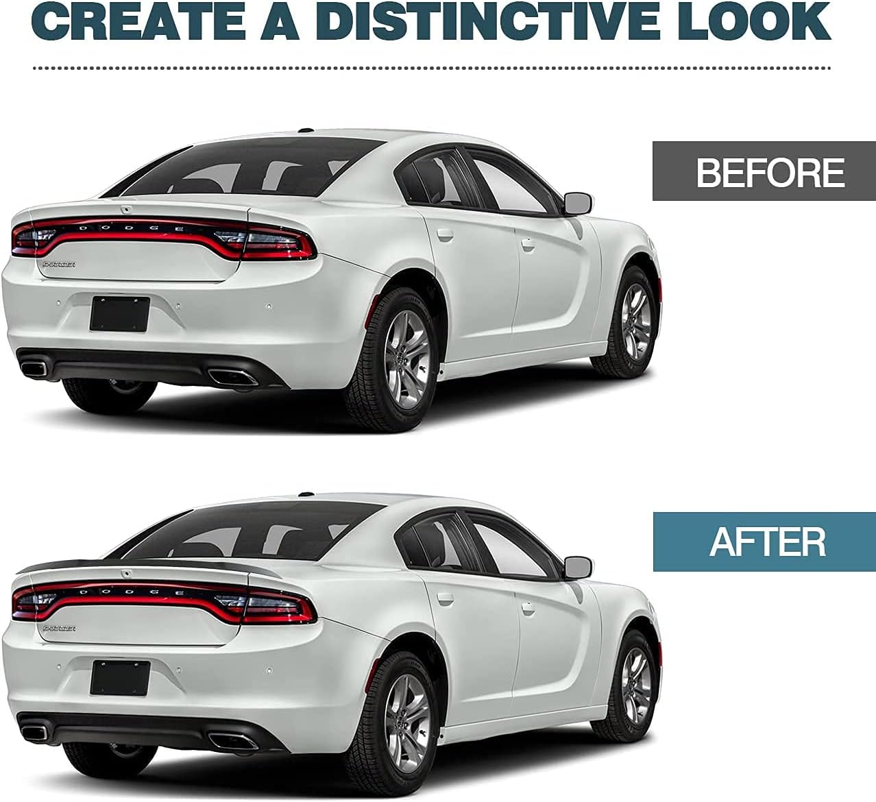 Rear Spoiler for 2015-2022 Dodge Charger GT/RT/SE/SRT/SXT Hellcat Style Rear Trunk Lip Spoiler Wing Rear Trunk Ducktail Lip Wing, Gloss Black