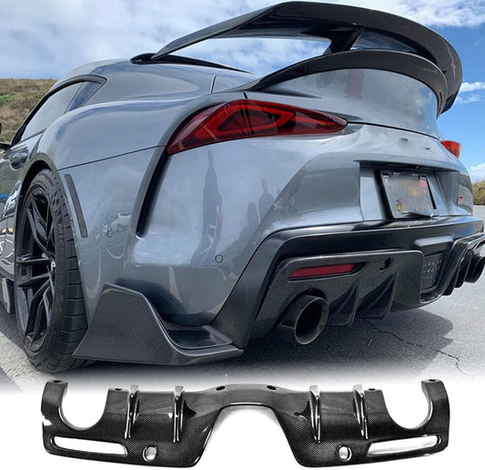 Carbon Fiber Rear Diffuser Fits for Toyota Supra A90 A91 2019-2023 Coupe 2-Door Rear Bumper Cover Lower Lip Spoiler Valance Protector Factory Outlet