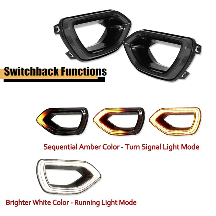 GTINTHEBOX for 2015-2021 Dodge Charger SRT Scat Pack Pig Nose Grille Lights Smoked Switchback LED White DRL Amber Sequential Turn Signal Lamp