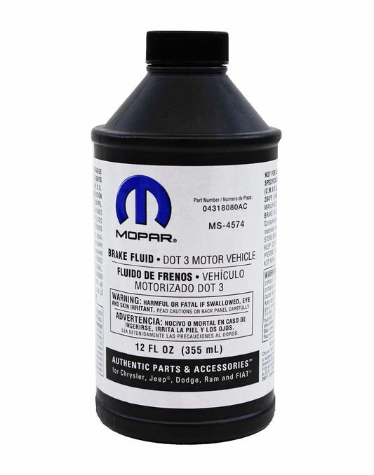 Genuine Mopar Brake Fluid DOT 3 Motor Vehicle Brake Fluid - 12 oz. Bottle (355ml)