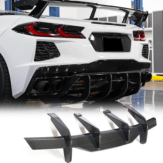 Carbon Fiber Rear Bumper Diffuser Fits for Chevrolet Corvette C8 Stingray 2020UP