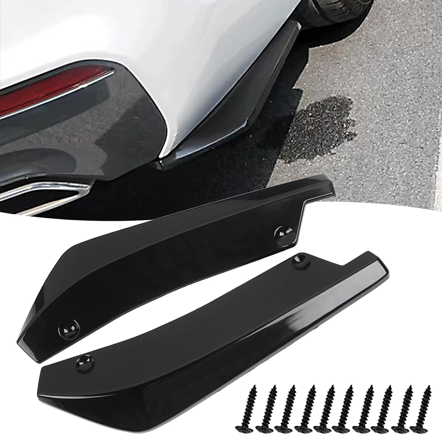 2 PCS Car Rear Bumper Guard Diffuser Splitter Front Bumper Lip Body Kit Vehicle Blade Rear Shovel, Side Fender Skirt Lip Splitter Guard Protector Universal Size for Most Cars (Black)