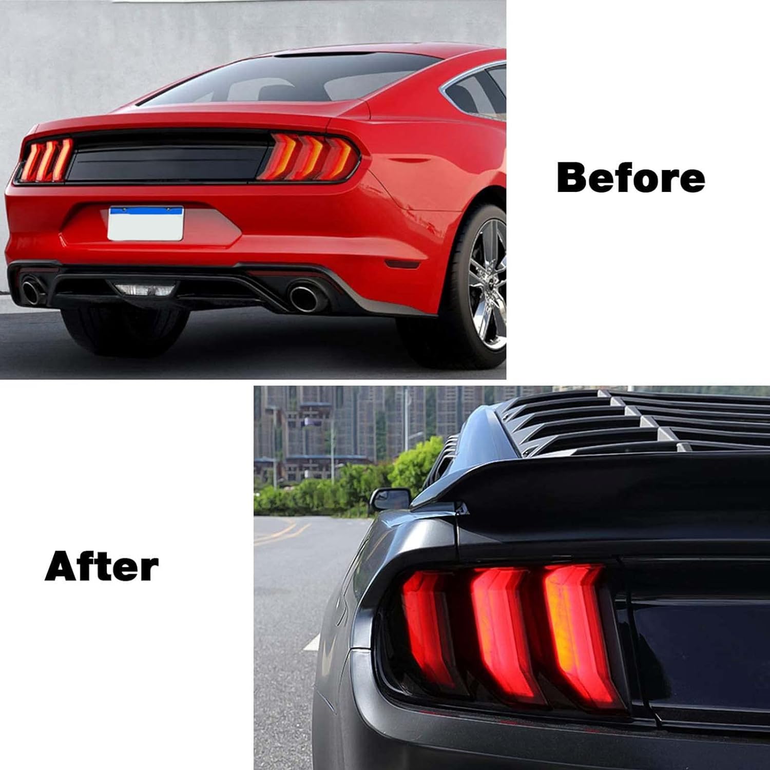 Tail Light Lamp Cover Guard Trim Frame Bezels Decoration Accessories for Ford Mustang 2018 2019 2020 2021(Black)