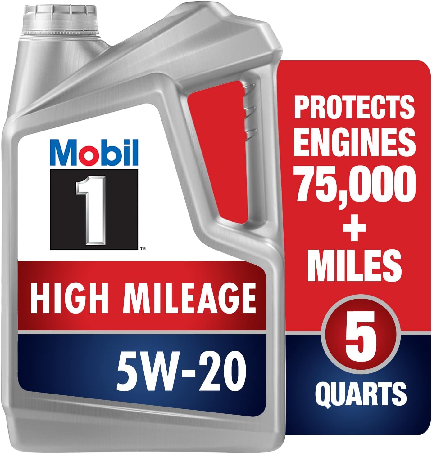 Mobil 1 (120768 High Mileage 5W-20 Motor Oil - 5 Quart