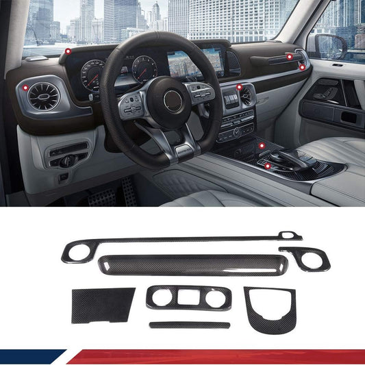 Carbon Fiber Interior Console Dashboard Trim fits for Mercedes Benz G550 G63-AMG 2019+ G-Class Interior Kits Upgrade Interior Parts