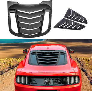 Rear and Side Window Louvers Fit for Ford Mustang 2015 2016 2017 2018 2019 2020 Matte Black ABS Window Visor Sun Shade Cover Vent