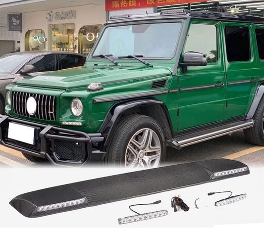 Carbon Fiber Front Roof Spoiler Fits for Mercedes-Benz G Class W464 G550 G63 W463 AMG 2019-2023 Spoiler Lip Body Kits (with LED Light)