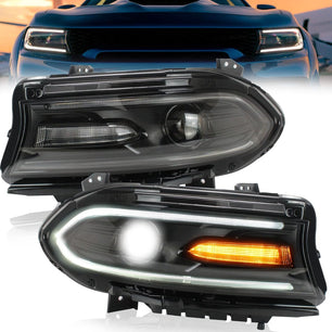 Headlights for Dodge Charger 2015-2020, Dual Beam Head Lamp Assembly with Turn Signal Light and Led Daytime Running Light