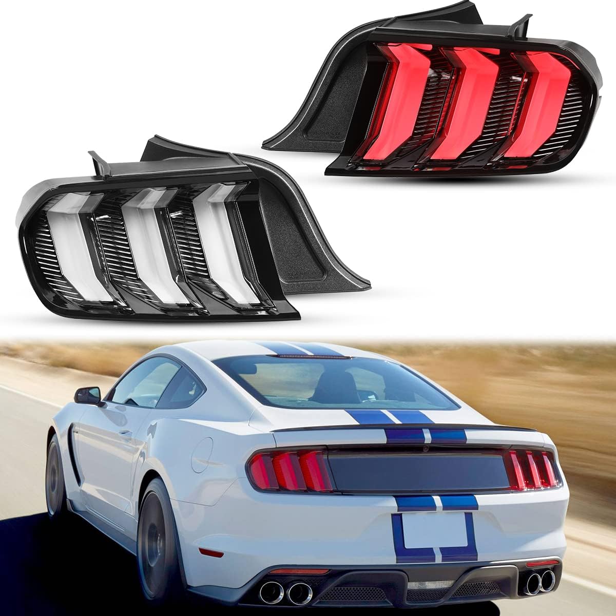 Tail Lights for Ford Mustang 2015-2023, for Ford Shelby GT500 2020-2023 Tail Lamps LED Rear Lights Rear Lamps Assembly Replacement