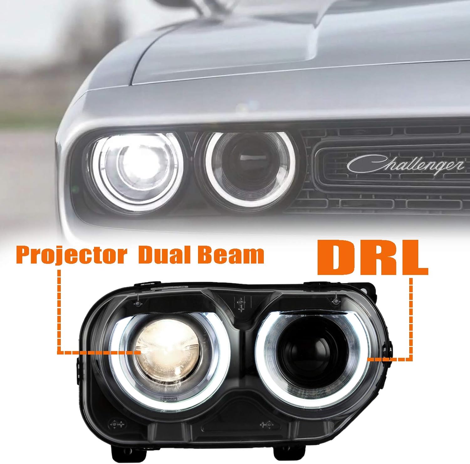 Headlights For Dodge Challenger SXT-RT-SRT-Hellcat 2015-2016-2017-2018-2019-2020-2020-2021-2022 2peace