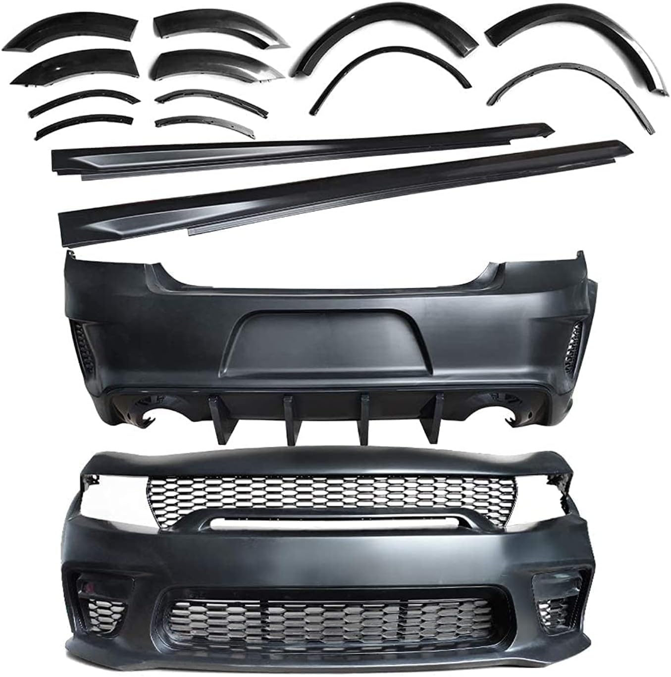 Dodge Charger Widebody Kit for 15-23 Whole Bumper Spoiler Side Black Diffuser Kits . complete set