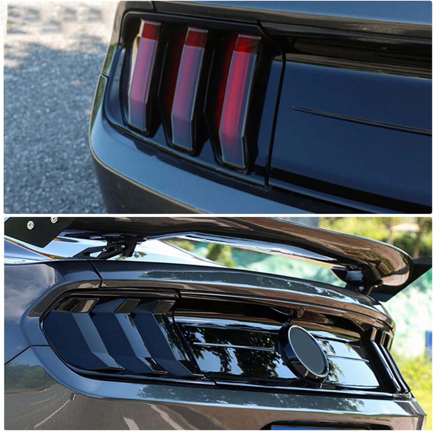 Tail Light Lamp Cover Guard Trim Frame Bezels Decoration Accessories for Ford Mustang 2018 2019 2020 2021(Black)