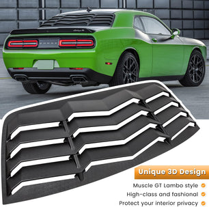 Rear Window Louvers for Dodge Challenger 2008-2023 Windshield Sunshade Cover Vent GT Lambo Style