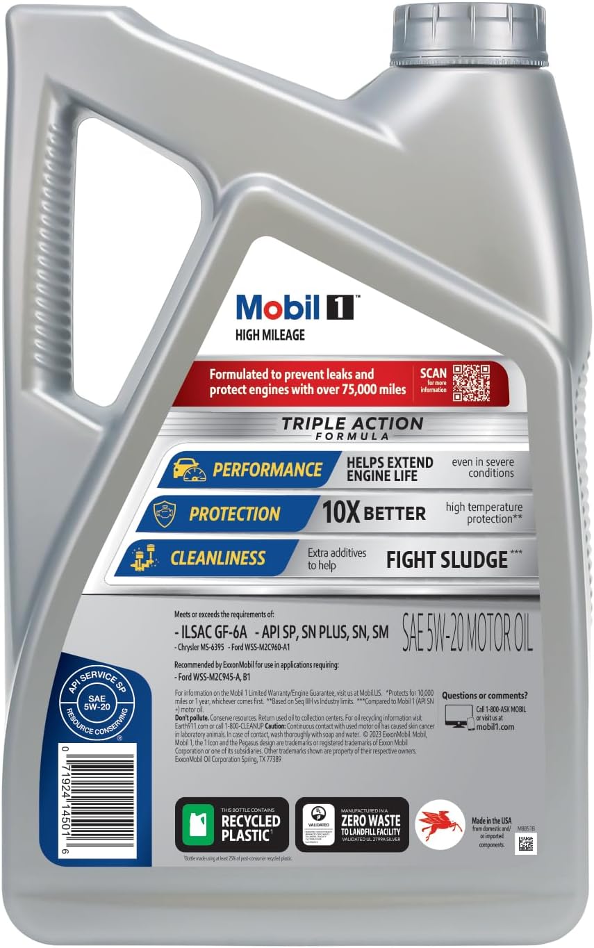 Mobil 1 (120768 High Mileage 5W-20 Motor Oil - 5 Quart