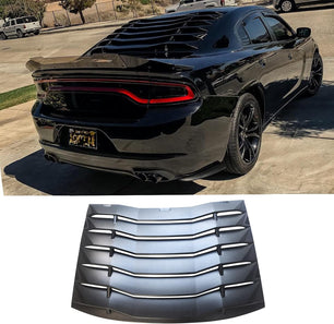 Rear Window Louver Cover Vent for 2011-2021 Dodge Charger Matte Black Unpainted ABS Window Scoops