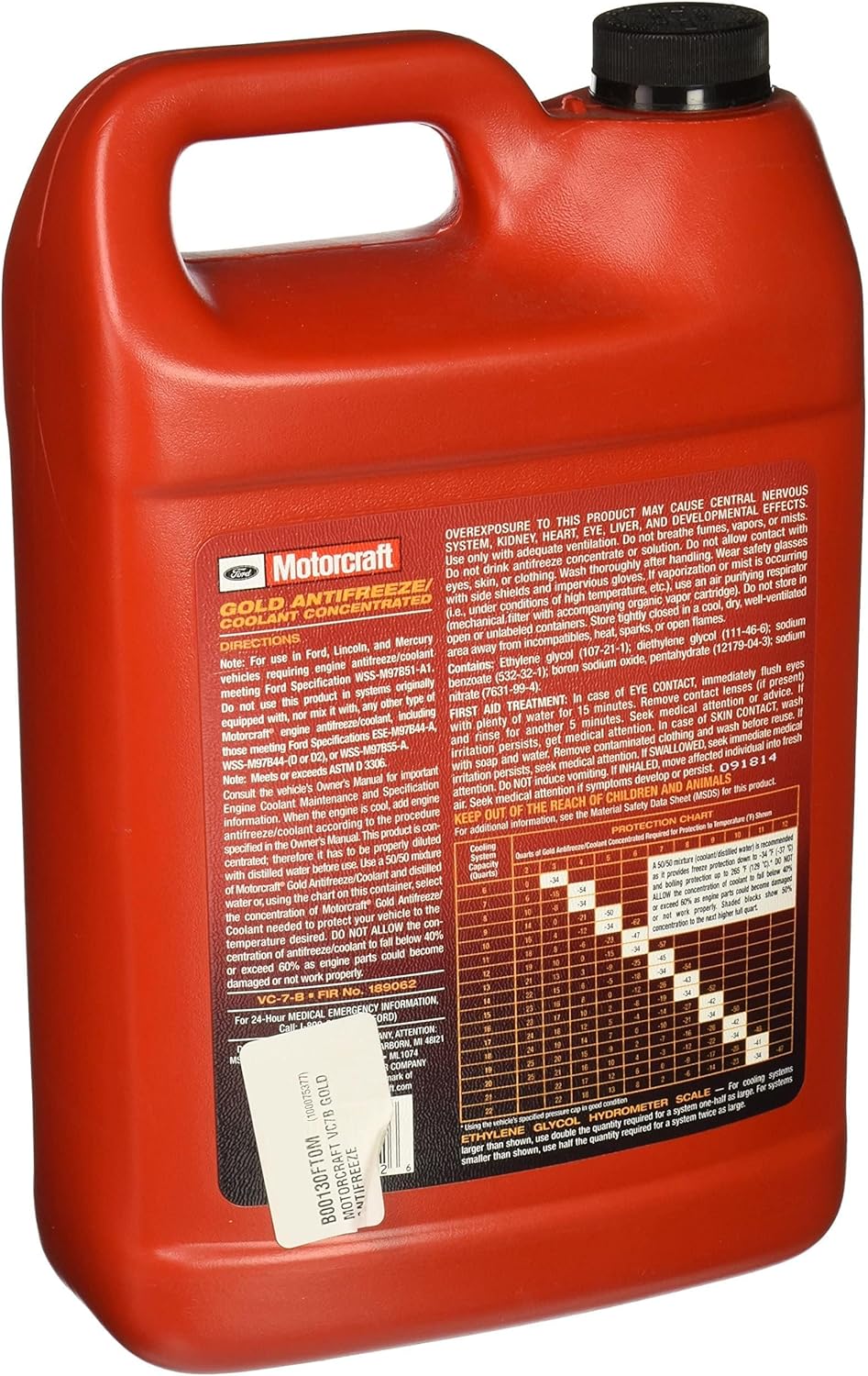 Motorcraft Gold Concentrated Antifreeze/Coolant Genuine for Ford Vehicles (Universal 1 Galon bottle, 3.78 liters)