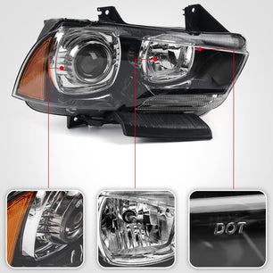 Dodge Charger Headlights Assembly 2011 2012 2013 2014 HID Headlamps with LED DRL Pair Left Driver & Right Passenger Side (LH&RH)