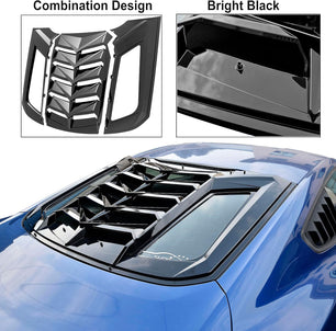 Rear Window Louver for Ford Mustang 2015-2021， Back Windshield Sun Shade Cover Vent GT Lambo Style for Ford Mustang 2015-2021 Accessories (Glossy Black)