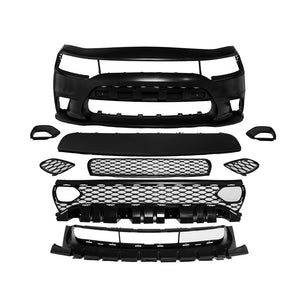 Front Bumper Package Compatible With 2015-2023 Dodge Charger, Widebody Style Front Bumper Cover