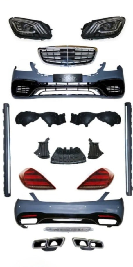 S63 AMG Style Front Bumper Kit For Mercedes S-Class W222 (2014-2017) - Unpainted With PDC Holes
