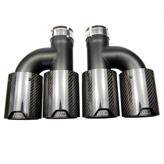 BMW Dual Black M Performance Style H Shape Carbon Fibre Exhaust Tips